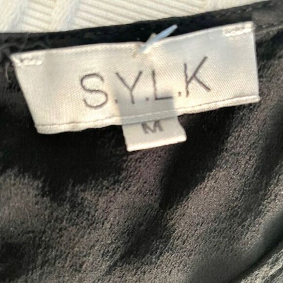 S.Y.L.K. SYLK Black Shoulderless Silk Top Size Medium - Picture 5 of 5